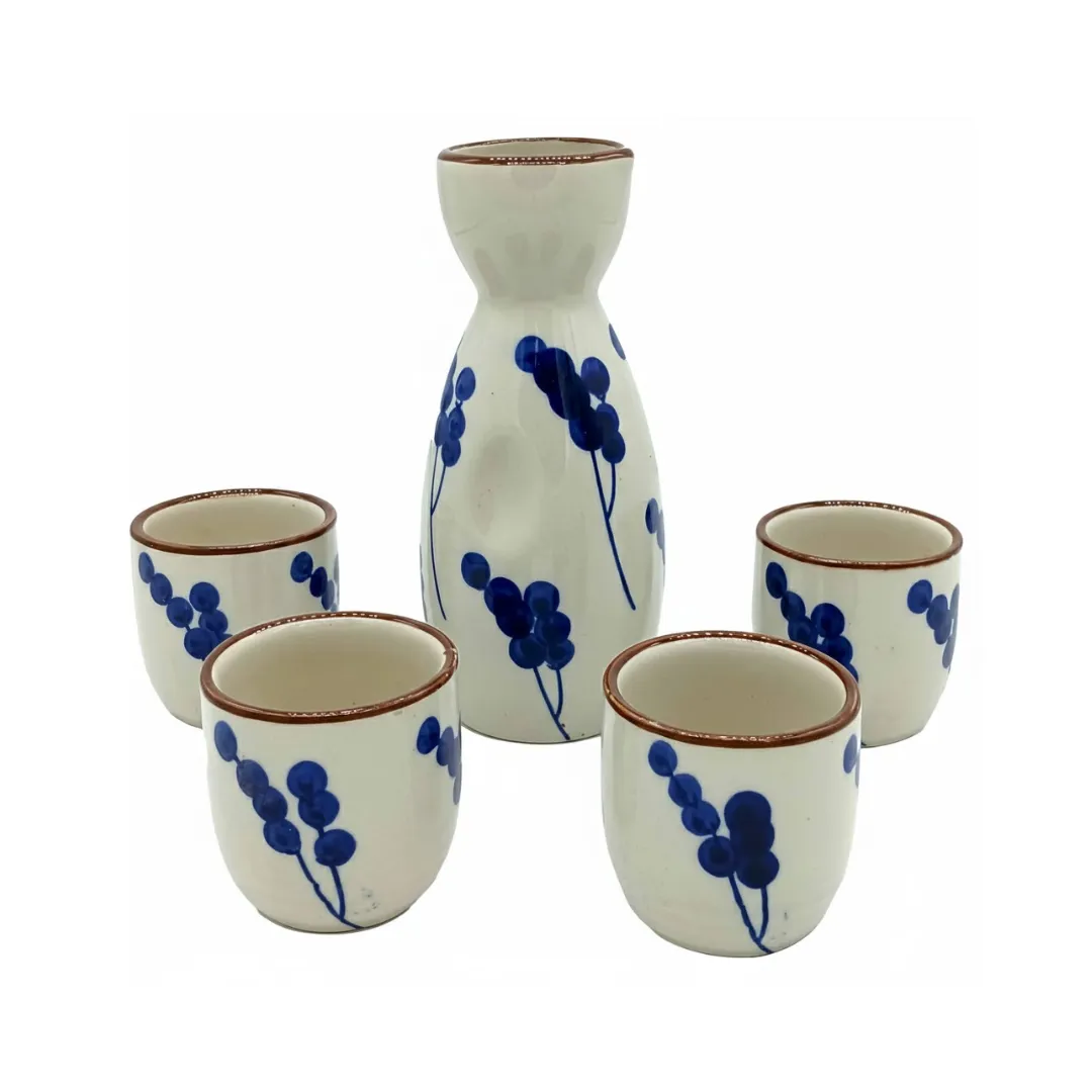 SET SAKE BLANCO Y RAMAS AZUL 5PCS A02361