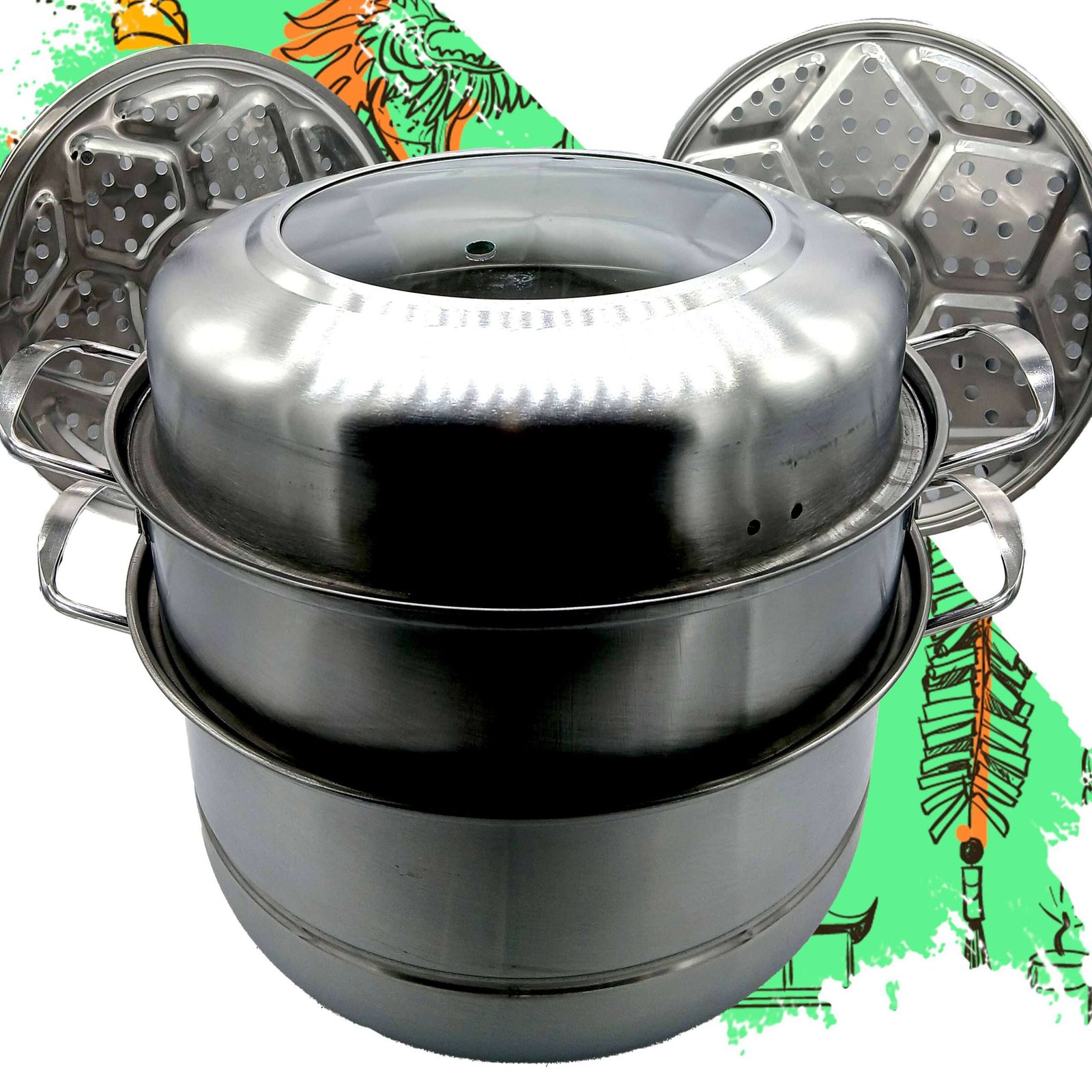 VAPORERA DE ACERO INOXIDABLE 3 CAPAS A00381