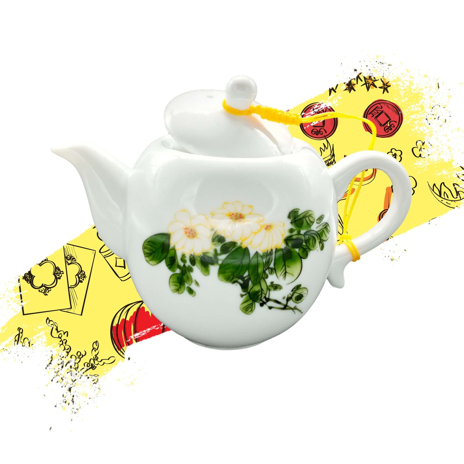 TETERA FLOR AMARILLA 14*9.7*8.5CM 300ML A03994